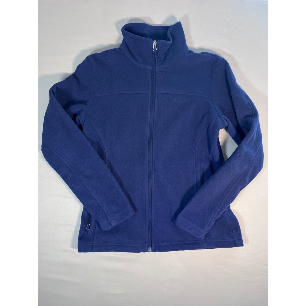 Columbia Womens Navy Blue Full Zip Fleece Jacket Mock Neck Size M Active Outdoor